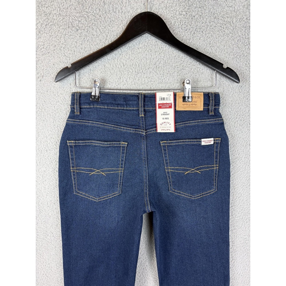 Levi Strauss Signature Jeans Boys 16 Regular Blue Straight Stretch Denim New